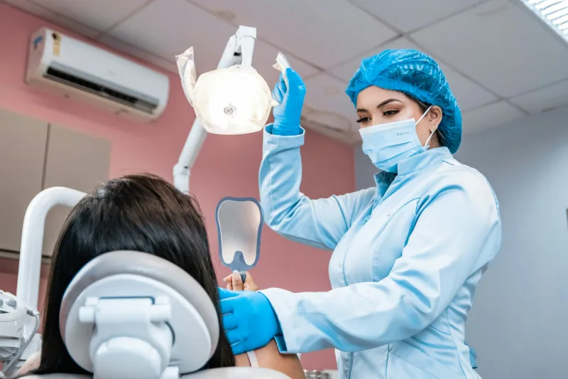 Clinical focus shot with soft background bokeh